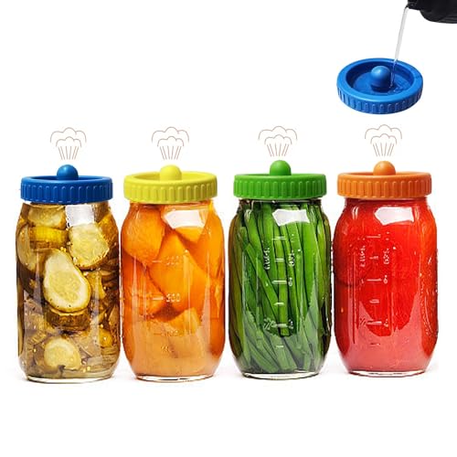 Mason bottle wide-mouth pickle, colored plastic cover self-filling sink, wide-mouth pickle cover 4PCS (bottle not included)