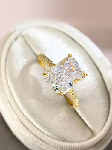 1PC 4CT High Sparkle White Engagement Zircon Wedding Band For Women Silver Material Gold Ring Promise Eternity Fine Ladies Jewelry For Party Dating