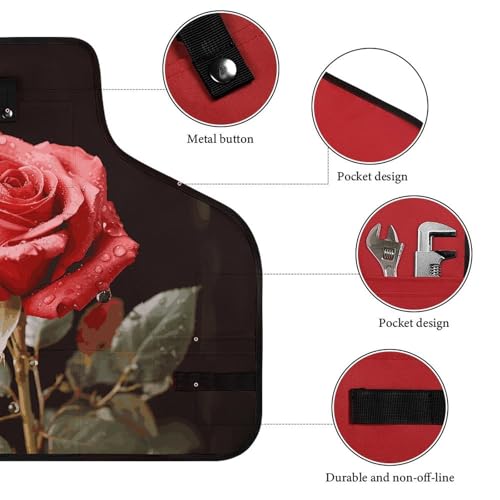 Delantal de trabajo con 8 bolsillos, ajuste cruzado y diseño floral miniatura 3