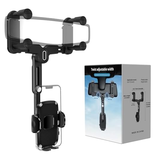 JDHDL Car Phone Holder Mount, Rear View Mirror Phone Holder, Rotatable and Retractable Phone Holders for Your Car Compatible with iPhone Samsung All 4-7 Inch Cell Phones
