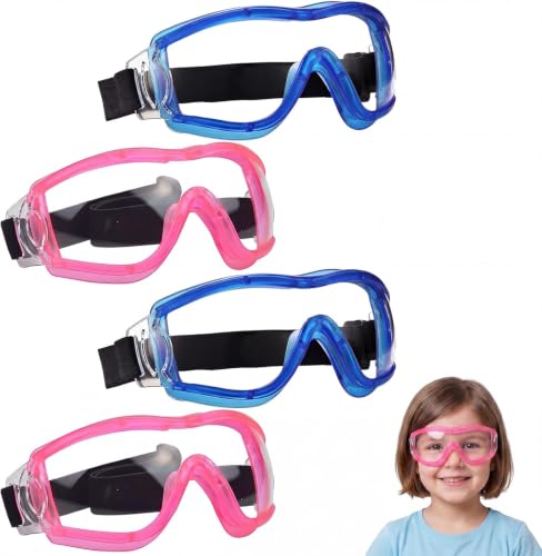 Dexpally 4 Piezas De Gafas De Seguridad Para Niños - Antivaho, con Correa Ajustable, Para Niños de 5 a 12 Años Ideales para Experimentos