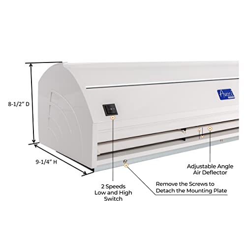 Awoco 36" Elegant 2 Speeds 900CFM Commercial Indoor Air Curtain, UL Certified, 120V Unheated - Magnetic Door Switch Included
