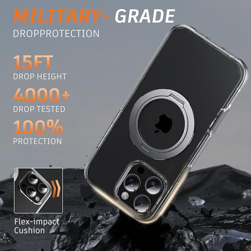Image of Diverbox for iPhone 16 Pro Case Clear [Compatible with MagSafe] [with Screen Protector + Camera Lens Protection ] with Magnetic Ring Kickstand Phone case for iPhone 16 Pro (Clear Magnetic Ring)