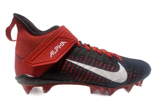 Nike Alpha Menace Pro 2 Mid BV3945-600 Black-Red-White Men's Football Cleats 11.5 US