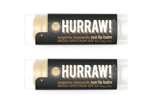 Hurraw! Sun Lip Balm (Zinc Oxide Protection Broad Spectrum SPF 15 Tangerine Chamomile) 2 Pack: Organic Certified Vegan Gluten Free. Non-GMO All-Natural. Bee Shea Soy & Palm Free. Made in USA