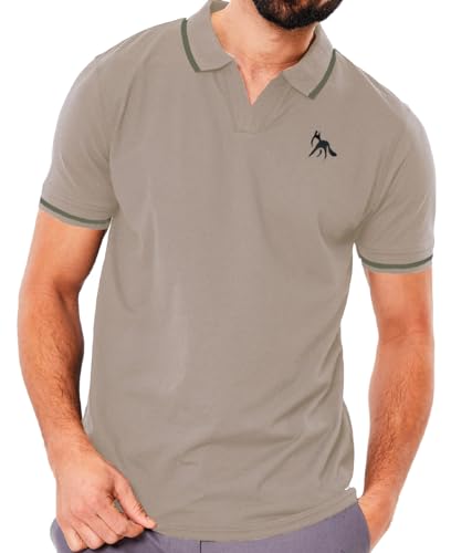 Catálogo de Ropa para Caballero los 10 mejores. 41 SHVE SHENDY VENDY Playera Polo Hombre Manga Corta Moda Ajuste Clásico Suave y Liso Beige Talla Grande