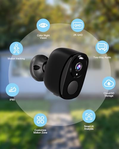 Image of 5G Security Cameras Wireless Outdoor 4pack, 2K Battery Powered Camera for Home Security with IP65, SD /Free Cloud Storage, No Monthly Fee, AI Motion Detection, Color Night Vision, 2-Way Audio,Alexa