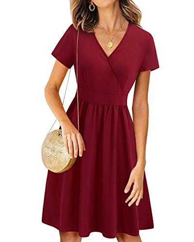 Image of VOTEPRETTY Women's Short Sleeve V Neck Wrap Dress Summer Casual Floral Sundress with Pockets