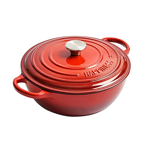 Pote de hierro fundido de esmalte (26 cm / 4L) olla de sopa/olla/olla de esmalte, olla de hornos holandeses no marcados sin verato, for fogones de inducción/gas (Color : B) Cover