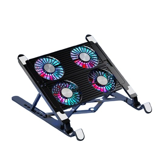Soporte para Portátil con 4 Ventiladores y Luces RGB para Evitar el Sobrecalentamiento Gaming