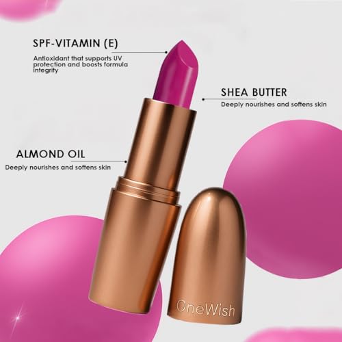 Image of One Wish Creamy Matte Lipstick Long Lasting for Women - Dramatic Red Shade 23 | Full Coverage | Creamy Formula | No Flaky Lips | No Dryness | Vitamin E, Almond Oil & Shea Butter for Moisturising Lip | 8 Hrs Lasting | Smooth Finish | 3.8 gm