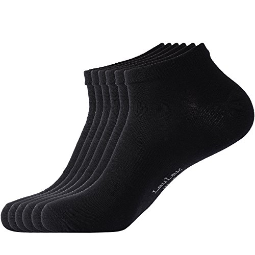 Laulax® - Calcetines para entrenamiento, 6 pares, de algodón peinado, hombre, color negro, tamaño Size 9 - 11