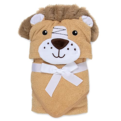 Image of Baby Animal Hooded Towel and Washcloth Set for Newborns, Infants, Toddlers Boys and Girls 3-24 Months (Lively Little Lion)