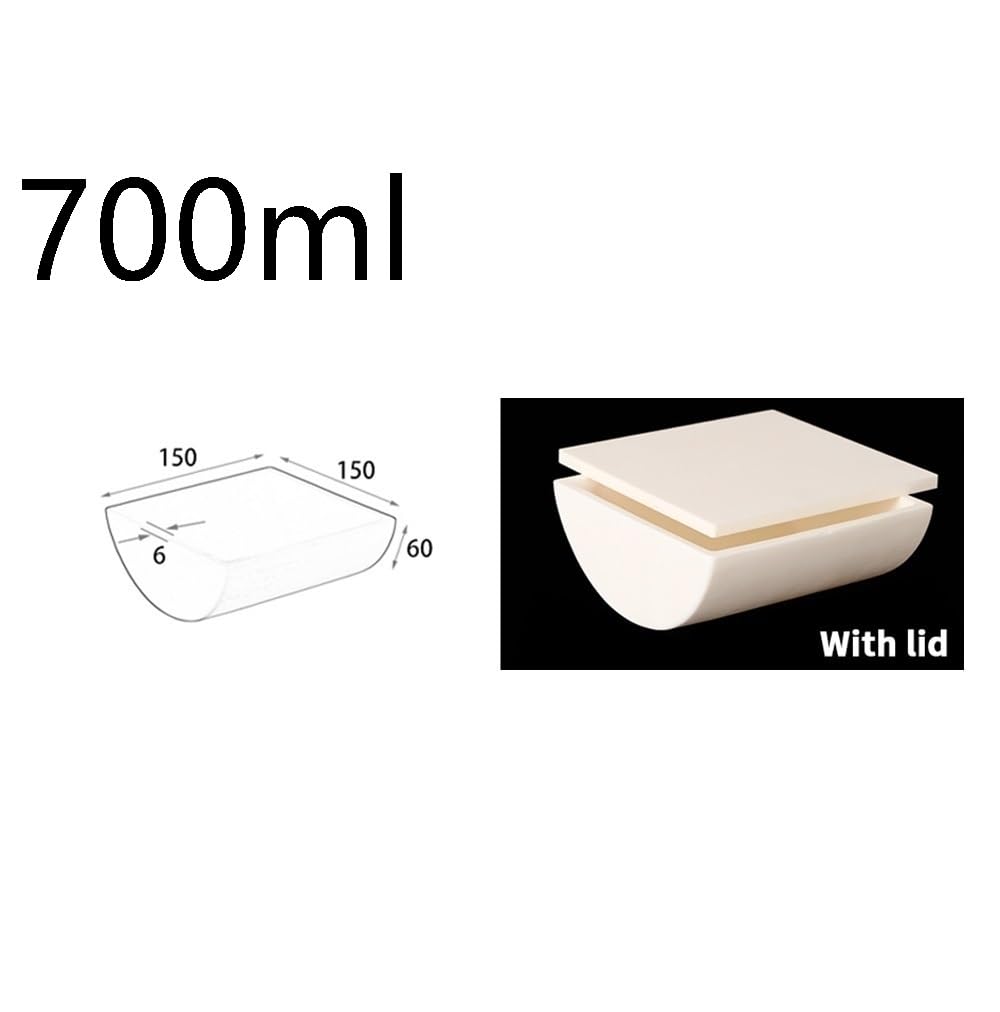 Crogiolo semicircolare in allumina con coperchio - Crogiolo for fusione di metalli for uso industriale - 1 pz.(150x150x60mmx700)