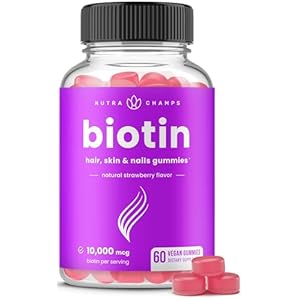 NutraChamps Biotin Gummies 10000mcg [High Potency] for Healthy Hair, Skin & Nails Vitamins for Women, Men & Kids – 5000mcg in Each Hair Vitamins Gummy – Vegan, Non-GMO, Hair Health Supplement