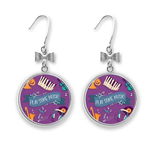 Pendientes de aro con forma de arco eléctrico para piano y música