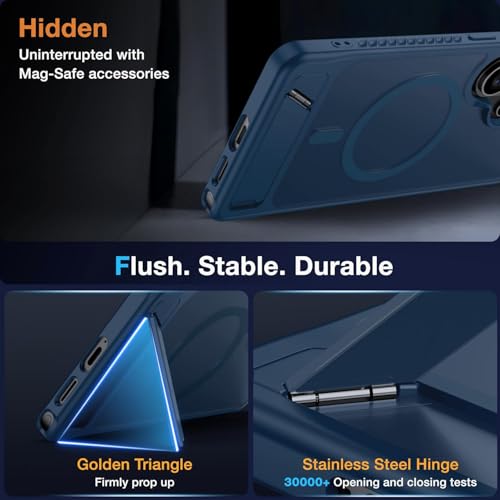 Image of Elzzi Magnetic Magsafe for Samsung Galaxy S26 Ultra Case [Compatible with MagSafe][Full Camera Protection][Built-in Invisible Kickstand] Translucent Matte Phone Back Cover - Blue