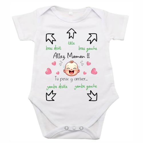maroma [11-3] Body Bebe Personnalisé Humour Naissance Future Maman Parents/ 0-3 Mois/Baby Shower/Maternité Kit Idée Cadeau original (blanc, S)