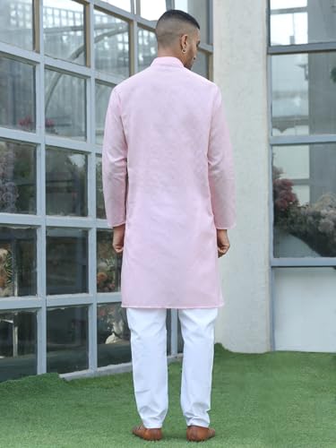Image of KRAFT INDIA Men's Cotton Kurta Pyjama Set | Woven Design Traditional Ethnic Wear | Festive, Wedding & Casual Outfit | Comfortable & Breathable Fabric
