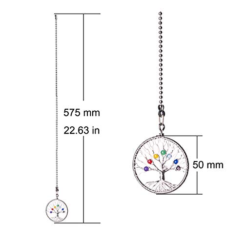 Image of LONGSHENG Silver Tree of Life Fan Pull Chain Fan Light Replacement Extender Pull Chain, Pack of 2