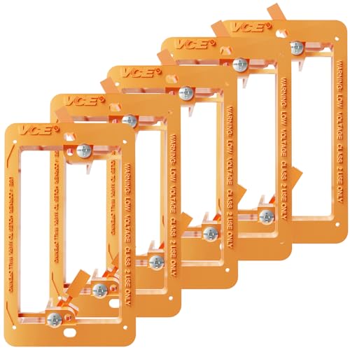 VCE Low Voltage Mounting Bracket Single Gang Wall Plate, Flush Low Voltage Box for Network, HDMI, Coaxial, Speaker, Telephone Cables, Orange, 5 Pack