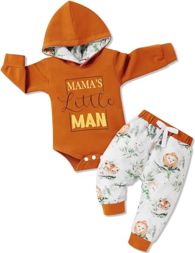 Image of Gaupafmb Baby Boy Clothes Letter Print Long Sleeve Hoodies Romper Cute Animal Pants 2PCS Newborn Boy Outfits