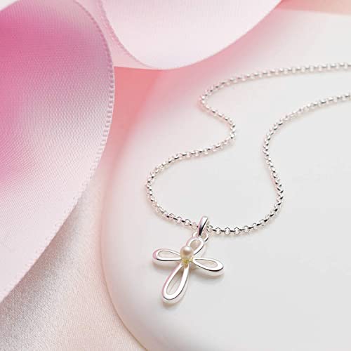Cherish Pearl Cross Necklace – 925 Sterling Silver Girls' Jewelry for First Communion, Baptism, Quinceañera, Flower Girl or Bridesmaid Gift2