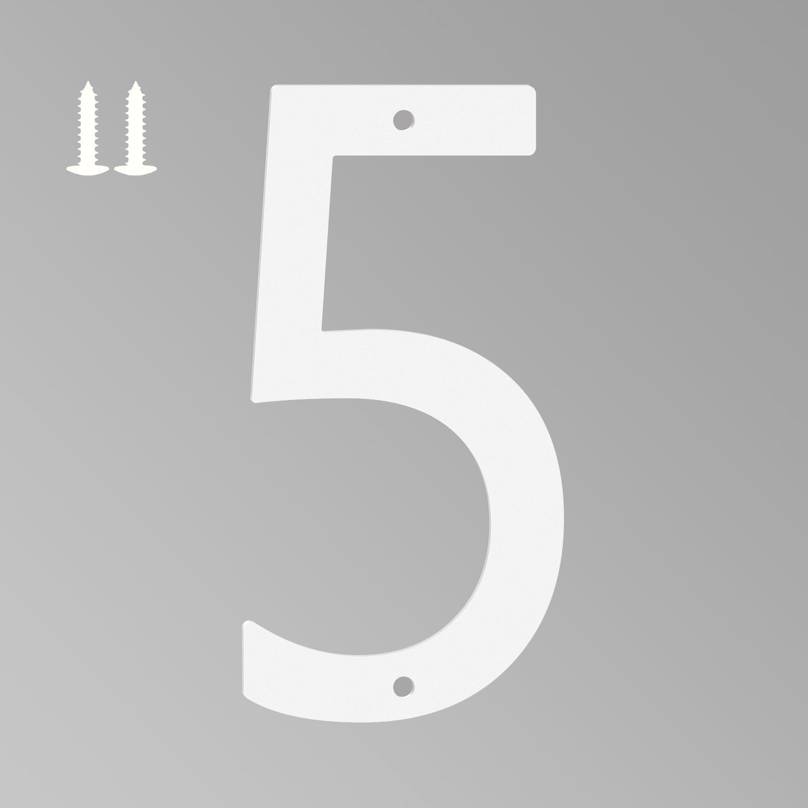 16 Inch White House Numbers for Outside, Metal Letters for Outdoor Signs, Anti-rust Aluminium House Address Letters for Front Door, Office, and Garden Decoration (Number 5)