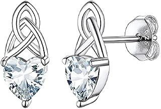 Suplight 925 Sterling Silver Claddagh Celtic Heart Stud Earrings, Dainty Tiny Irish Celtic Knot Jewelry for Women Girls (with Gift Box)