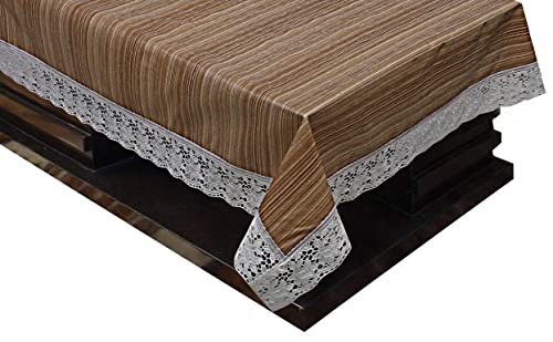 Image of Kuber Industries Wooden Print 4 Seater Table Cloth|PVC Center Table Cover|Table Sheet for Indoor and Outdoor|Waterproof Protector 60x40 (Beige) a€¦