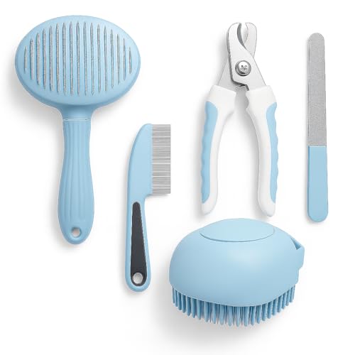 Buraq 4 in 1 Pet Grooming Kit for Dogs and Cats with Slicker Brus...