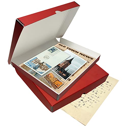 Lineco Red Faux Leather 9X12 Clamshell Box 9.5" X 12.5" X 1.75". Archival Acid Free. Protect Longevity, Store Photos, Documents, Crafts, Cards, Magazines, Prints, Diy. #TOP4