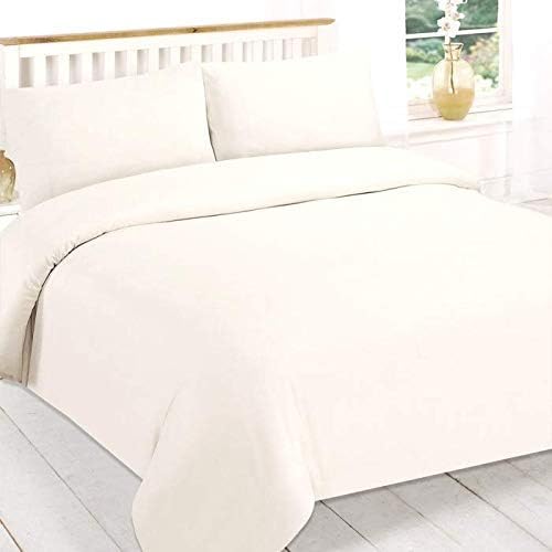 Night Comfort Hotel Essentials Luxury Linen Polycotton Bedding Set Flat Sheet - Cream, Single