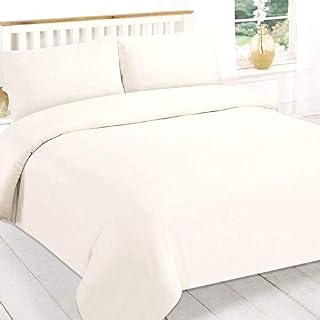 Night Comfort Hotel Essentials Luxury Linen Polycotton Bedding Set (Flat Sheet - Cream, King Size)