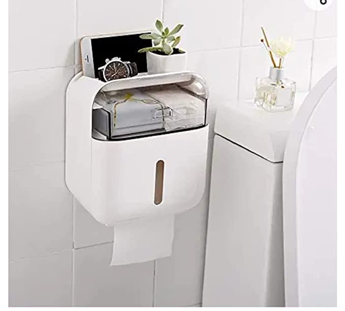 Carnival Self Adhesive (No Drill ) Wall Mounted TIssue Paper Holder Dispenser With Storage For Toilet & Bathroom (B0BWYF5HXD) Amazon Price History, Amazon Price Tracker