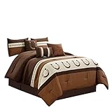 WPM WORLD PRODUCTS MART 7 Piece Rustic Comforter Set. Brown/Beige/Teal Horseshoe, Horse, Barb Wired Embroidered Bed in a Bag Western Cowboy Bedding Set- JENA (Coffee, King)