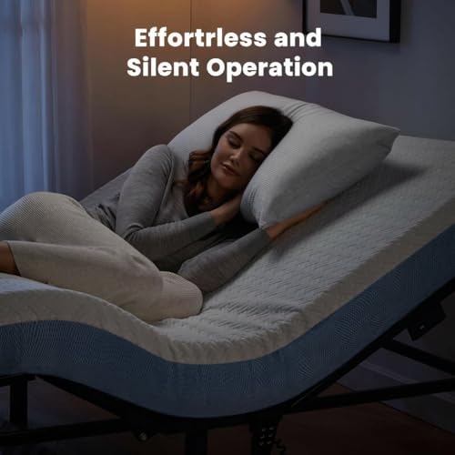 Marsail Queen Bed Base Frame with 3 options 8", 10" and 13" height, head and foot tilt, 4 USB ports, 5 minutes of assembly to relax and reduce reading, snoring and acid reflux