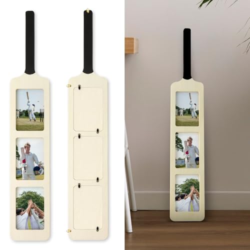 CKB LTD Cricket Bat Photo Frame Holds Three 6x4 Photos Wall-Mounted or Freestanding Display Unique Gift for Cricket Fans Players & Coaches 82 x 14cm Home Décor 1pc