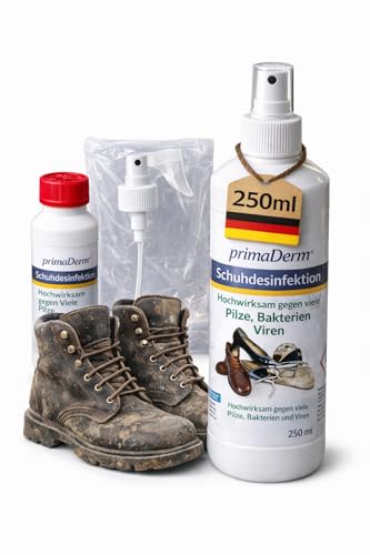 PrimaDerm Schuhdesinfektion im Spray, Desinfektionmittel gegen Pilze, Bakterien und Viren in Schuhen, Schuhdeo, 250ml