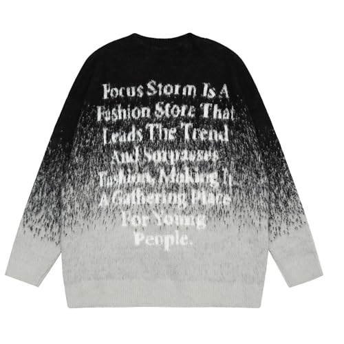 Pull dégradé chaud pour hommes noir taille M style Harajuku décontracté