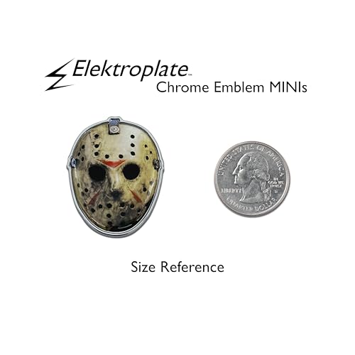 Image of Elektroplate Officially Licensed Mini Friday the 13th Jason OEM Chrome Emblems for Motorcycles, Watercrafts, and Decorations | Universal Fit at 1.6 inch x 1.3 inch | Weatherproof | 2-Pack