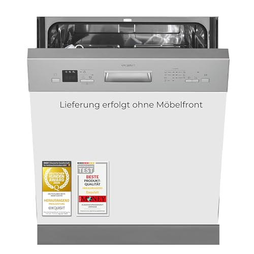 Exquisit Einbau-Geschirrspüler EGSP56312-EB-030E | 12 Maßgedecke | 7 Programme, Eco, Power+, Extra-Trocknung | Inox