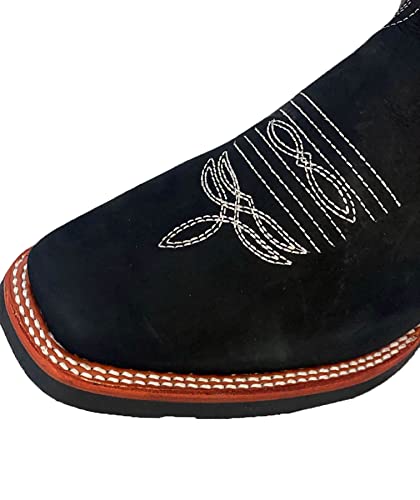 Men's Genuine Cowhide Nobuck Leather Western Square Toe Rodeo Boots2