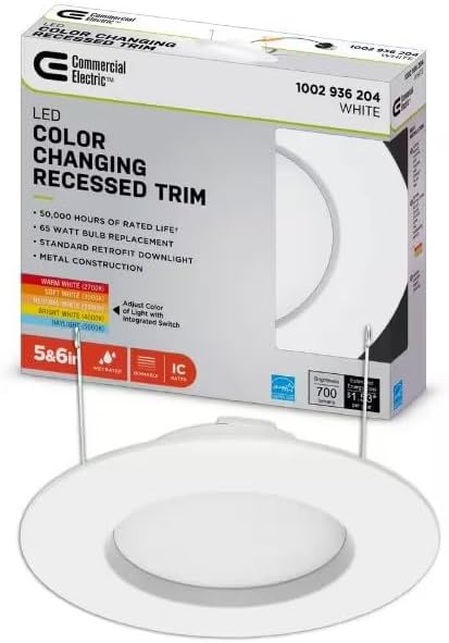Commercial Electric 5/6 in White Integrated LED Energy Star Color Changing Recessed Trim Downlight