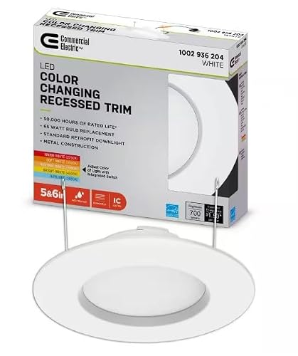 Commercial Electric 5/6 in White Integrated LED Energy Star Color Changing Recessed Trim Downlight