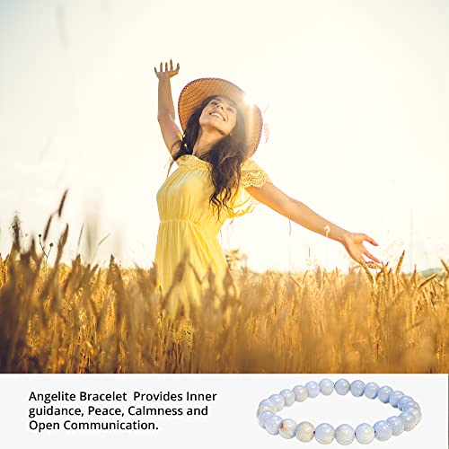 Image of ANAYA AGATE Healing Crystal Bracelet for Women and Men - 8mm Round Beaded Bracelet for Men and Women - Unisex Stretchy Gemstone Bracelet for Healing and Protection
