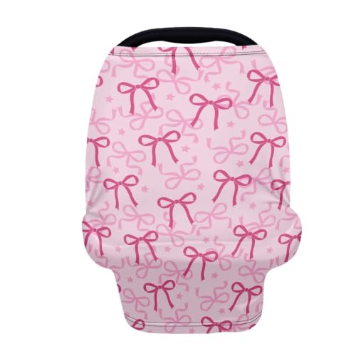 Image of Breathable Car Seat Cover for Babies, Bow Pink