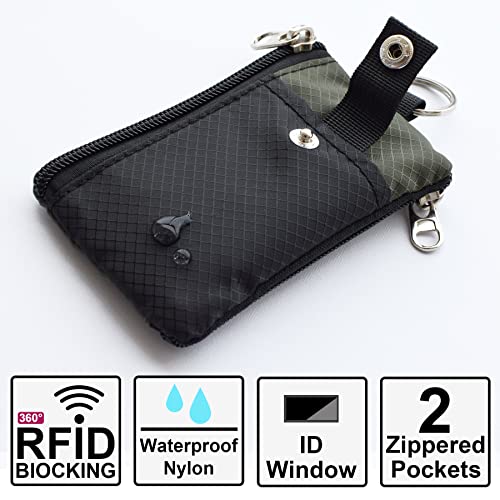 Image of CHENSPRX Minimalist RFID Blocking Small Wallet with ID Window,WaterResistant Zip Id Case Wallet with Lanyard Keychain for Cards,Cash,Travel,Women,Men