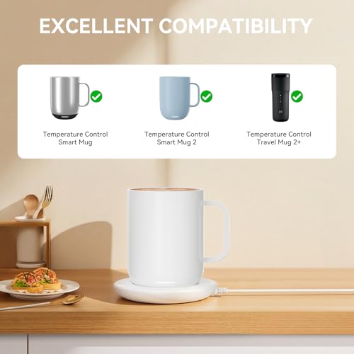 Charging Coaster 2 Compatible with Temperature Control Smart Mug 2 and 1, FEFAIA Mug Charger Wireless Charging Dock Base for Temperature Control Smart Travel Mug Accessories, White