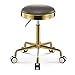 LKLXJ Stołek warsztatowy – stołki barowe krzesło rolowane 45 cm – stołek gazowy – pneumatyczne krzesło do sklepu stołki z kółkami regulowane, czarne, szare, miękkie siedzisko okrągłe, złota rama krzesła metalowa